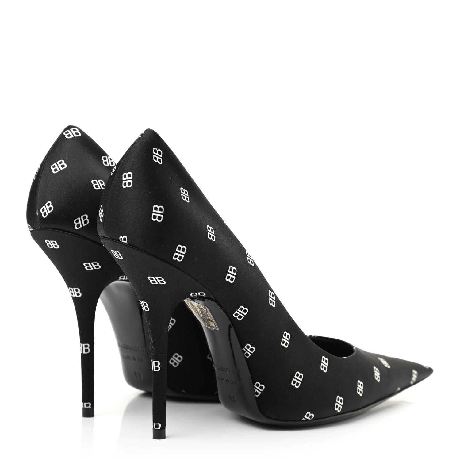 Balenciaga Crepe Satin BB Allover Logo Knife 100mm Pumps 40 Black 4 of 10