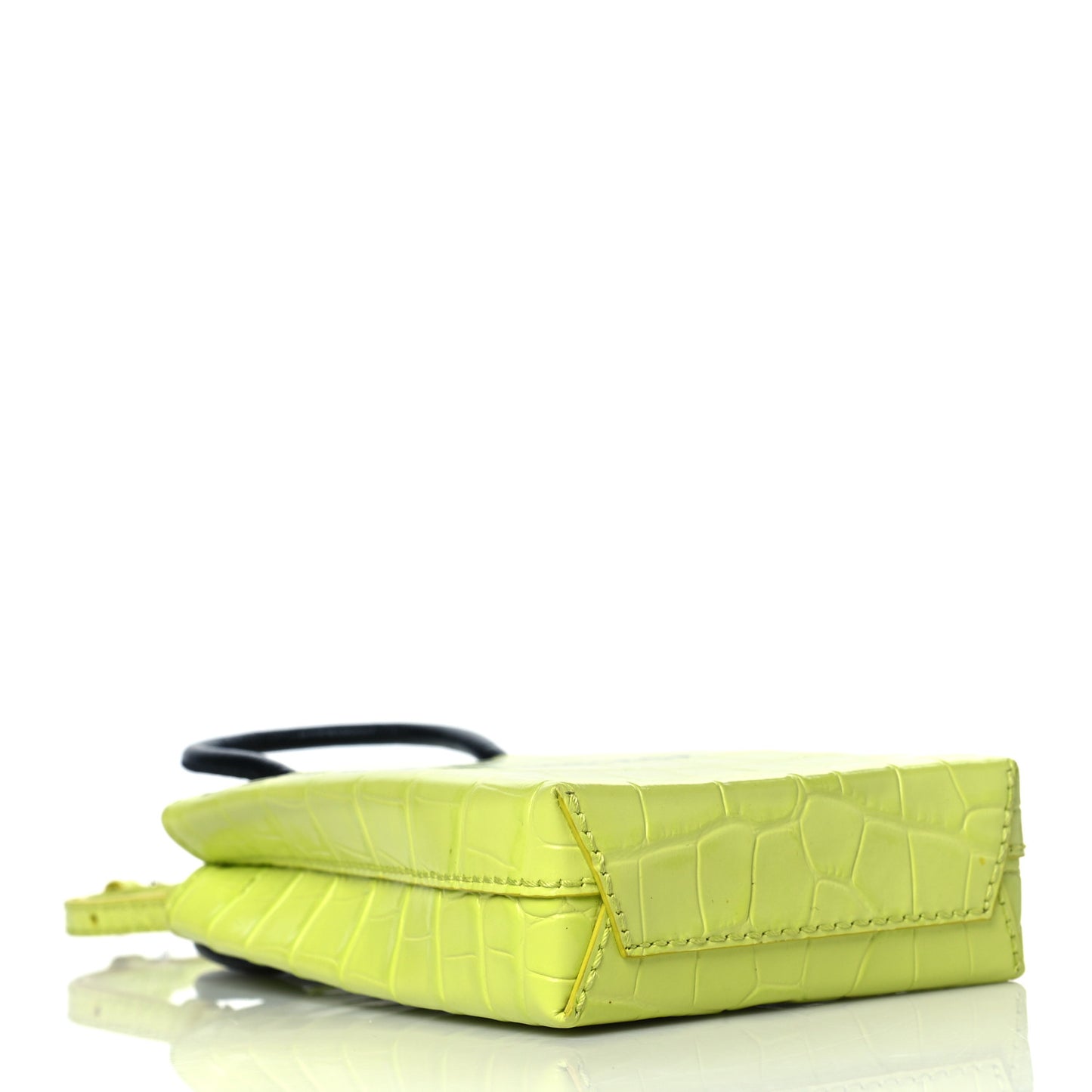 Calfskin Crocodile Embossed Logo Shopping Phone Holder Bag Lime