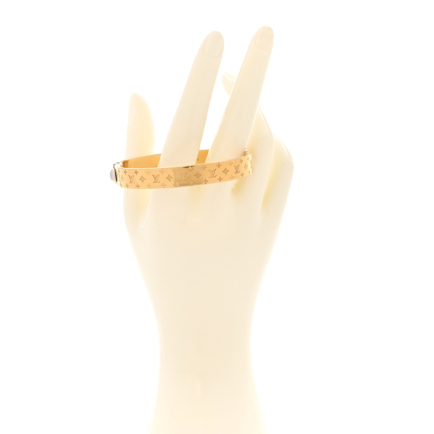 Louis Vuitton Brass Monogram Nanogram Cuff M Gold 2 of 7