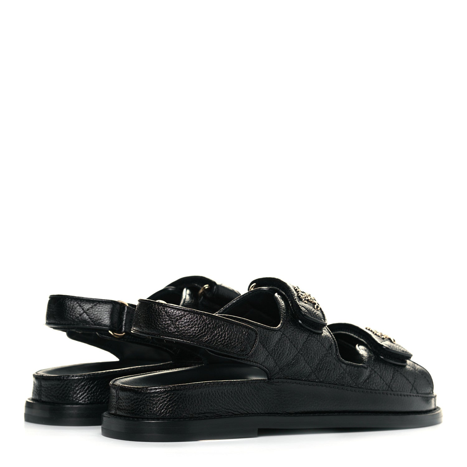 Chanel Grained Calfskin Velcro Dad Sandals 39 Black 4 of 10
