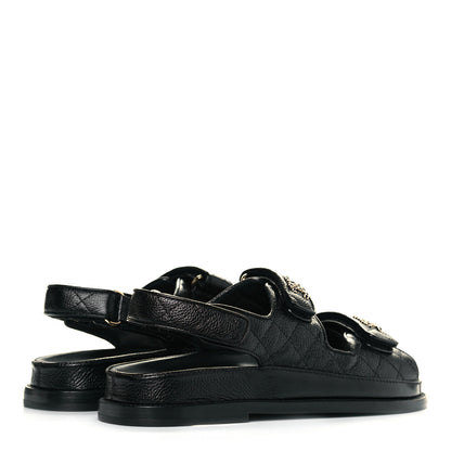 Chanel Grained Calfskin Velcro Dad Sandals 39 Black 4 of 10