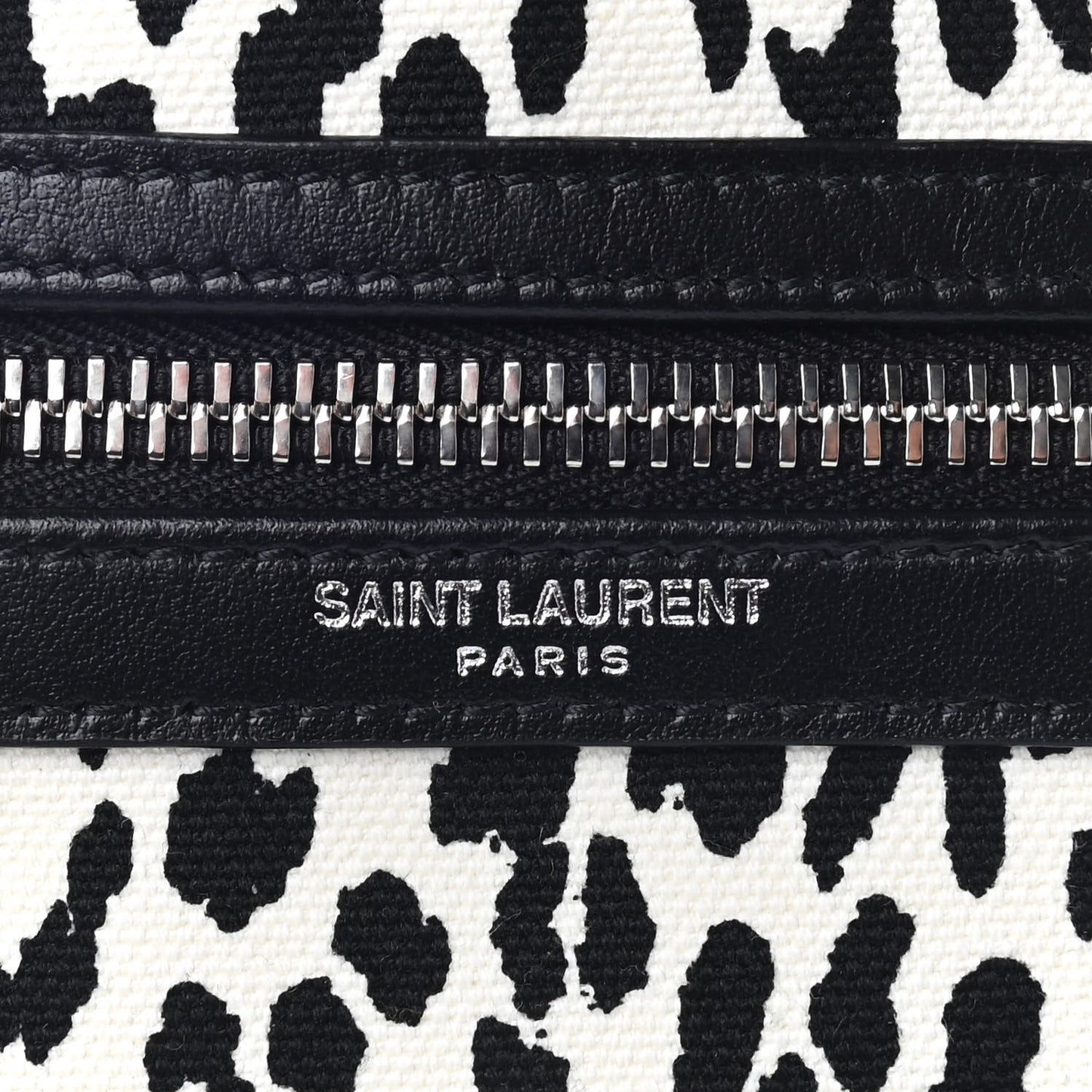 Canvas Leopard Print Sid Messenger Bag Black White