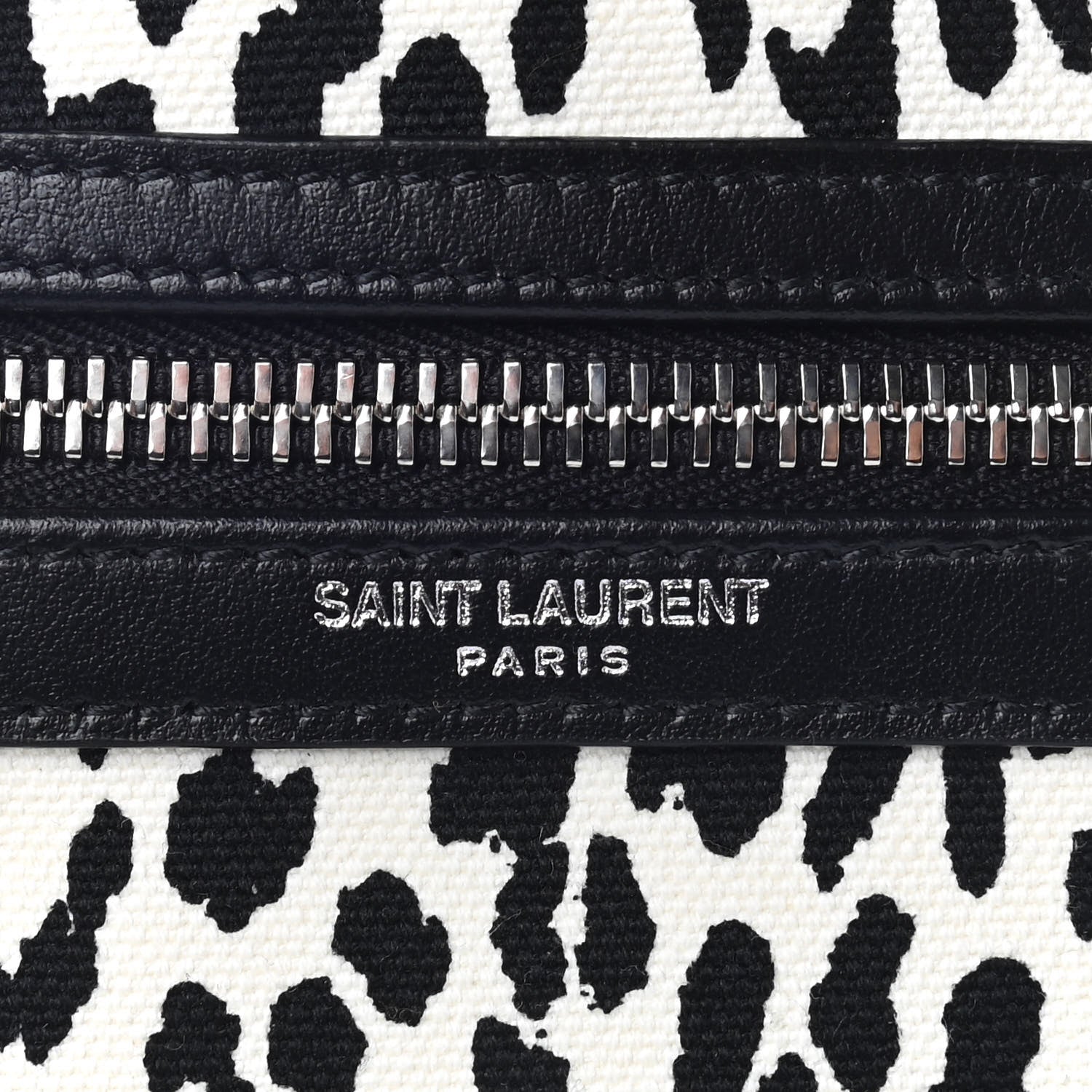 Saint Laurent Canvas Leopard Print Sid Messenger Bag Black White 6 of 8