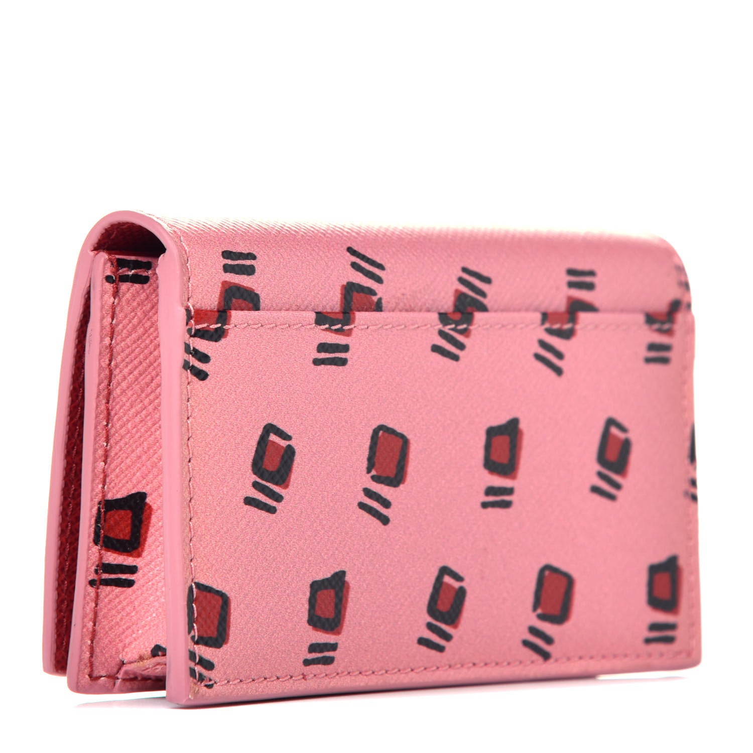 Prada Saffiano Square Print Card Holder Petalo Fuoco 3 of 7