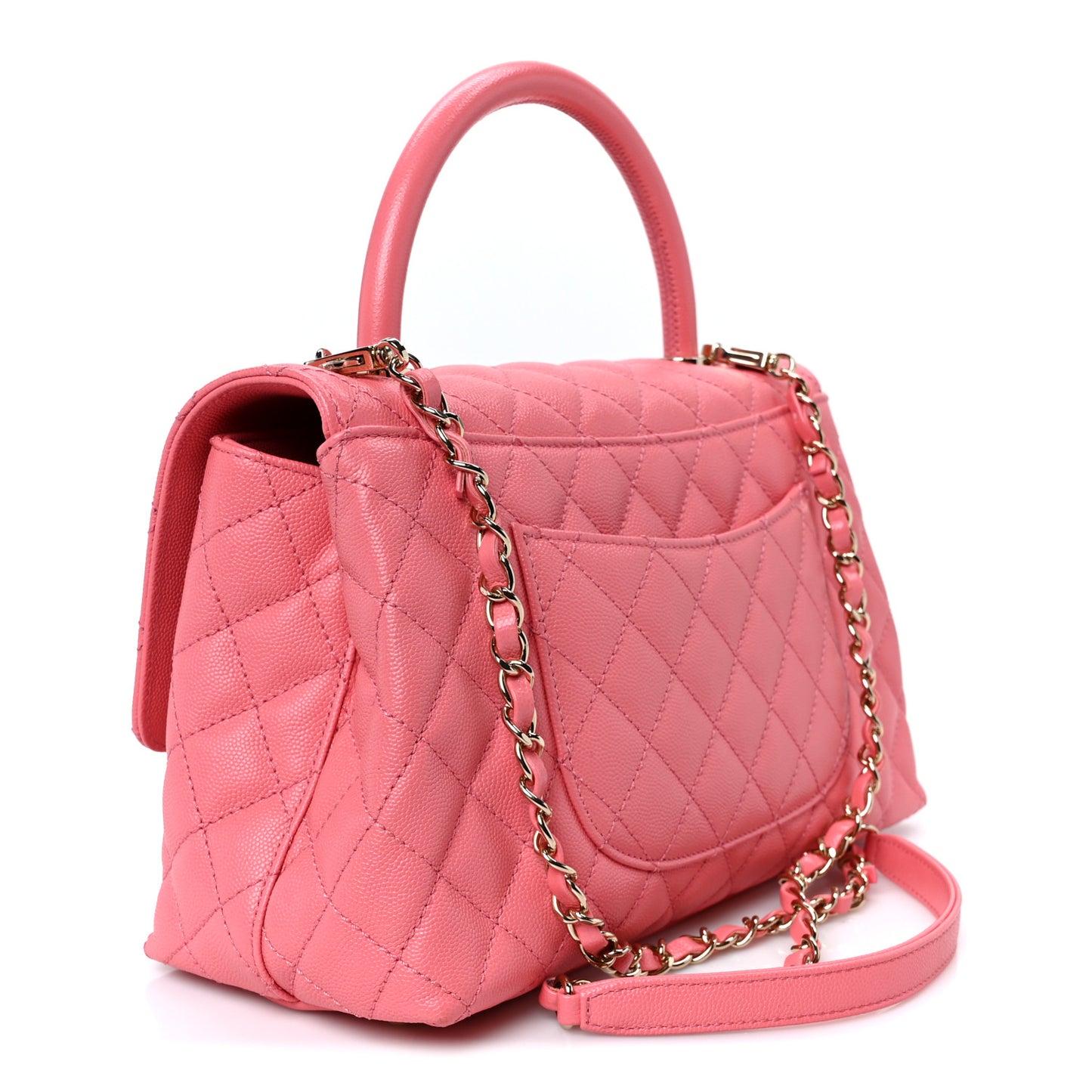 Caviar Quilted Small Coco Handle Flap Pink