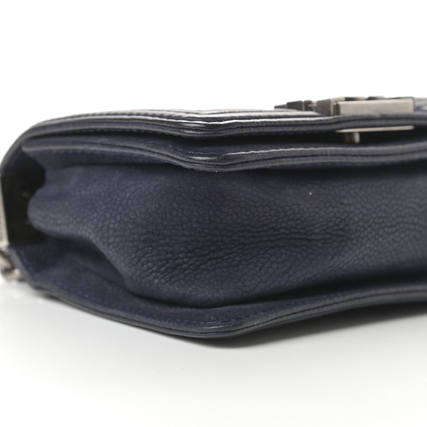 Iridescent Caviar Quilted Mini Boy Flap Navy