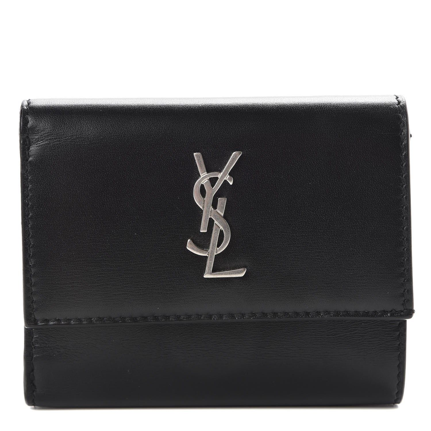 Saint Laurent Smooth Calfskin Monogram Tiny Tri Fold Wallet Black 1 of 7