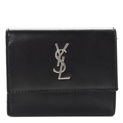 Saint Laurent Smooth Calfskin Monogram Tiny Tri Fold Wallet Black 1 of 7
