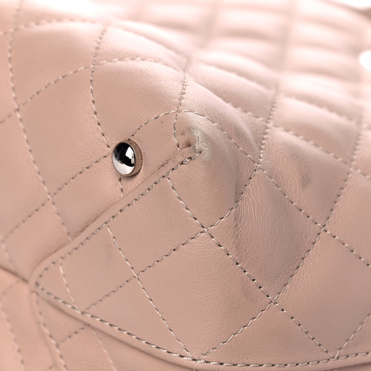 Calfskin Quilted Large Shopping Tote Light Pink