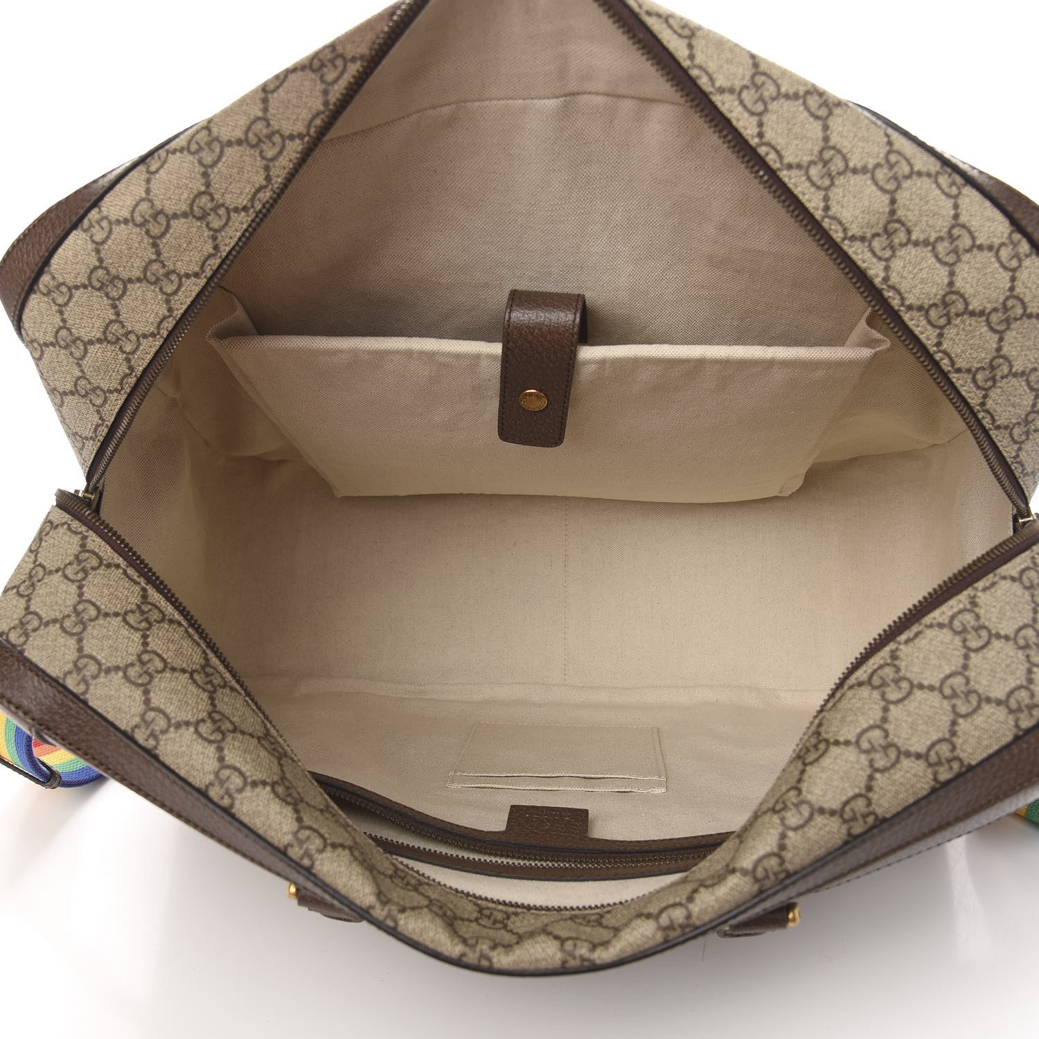Gucci GG Supreme Monogram Rainbow Strap Briefcase Brown 4 of 9