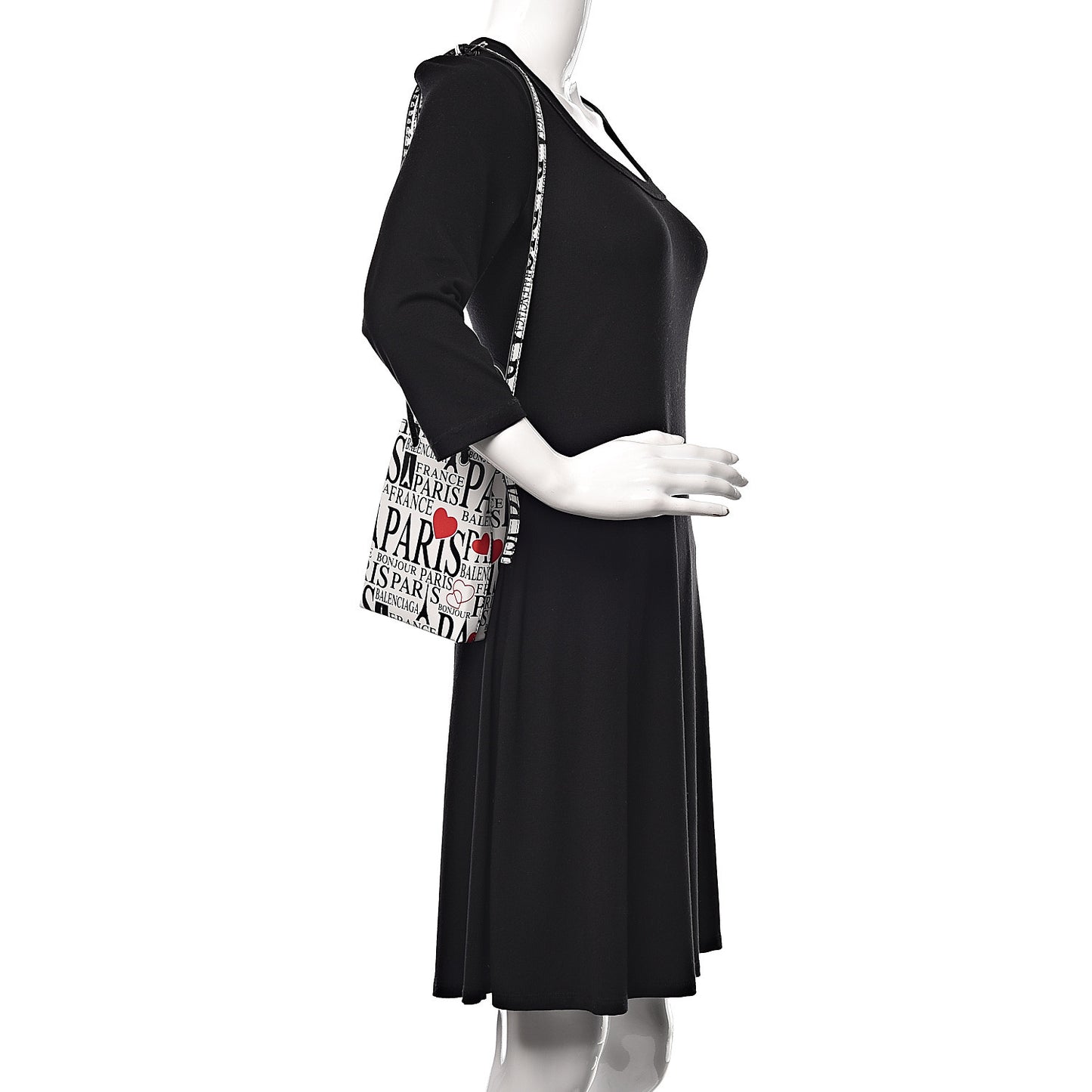 Calfskin Bonjour Paris Print Shopping Phone Holder Bag Paris Bonjour
