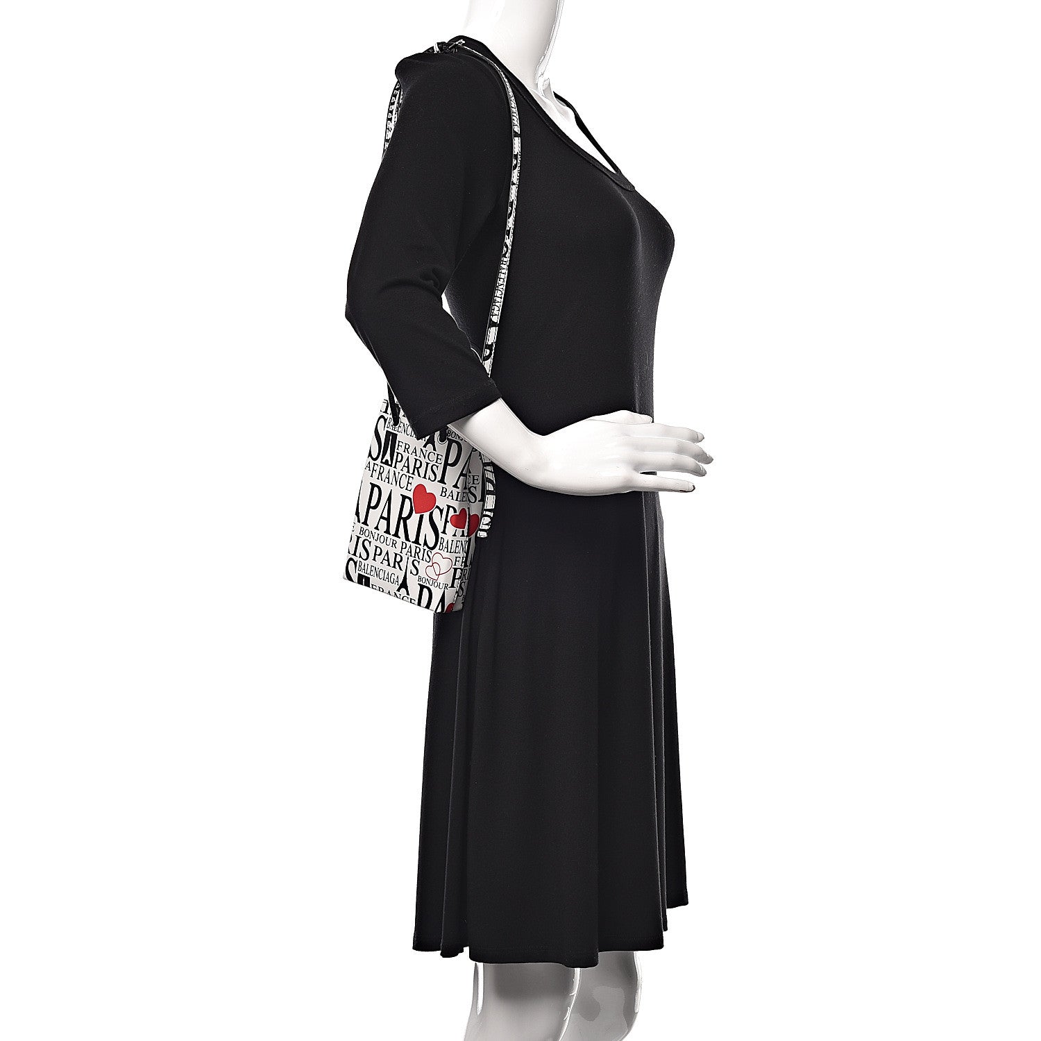 Balenciaga Calfskin Bonjour Paris Print Shopping Phone Holder Bag Paris Bonjour 2 of 9