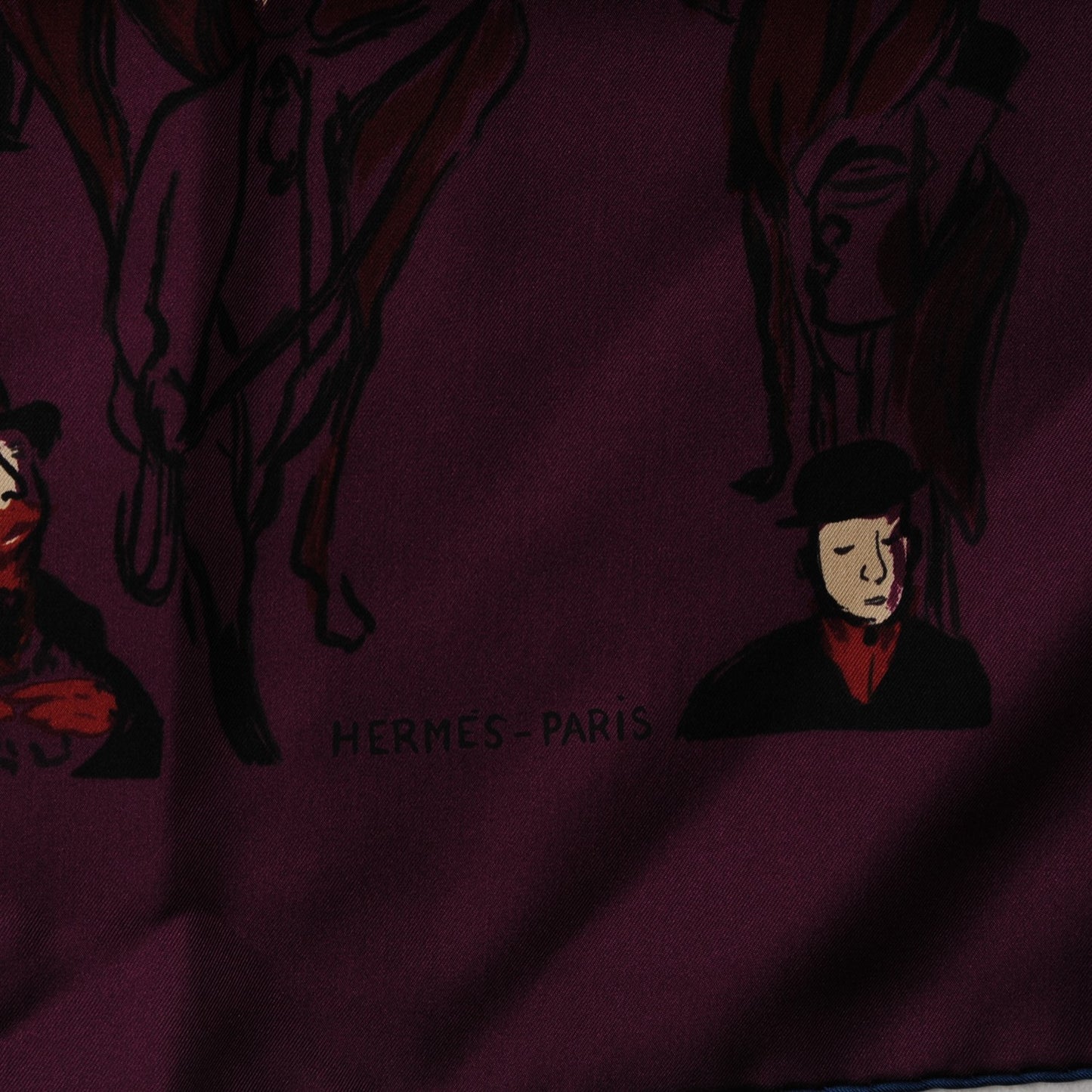 Silk Paddock Scarf 90 Prun Turquoise Brun