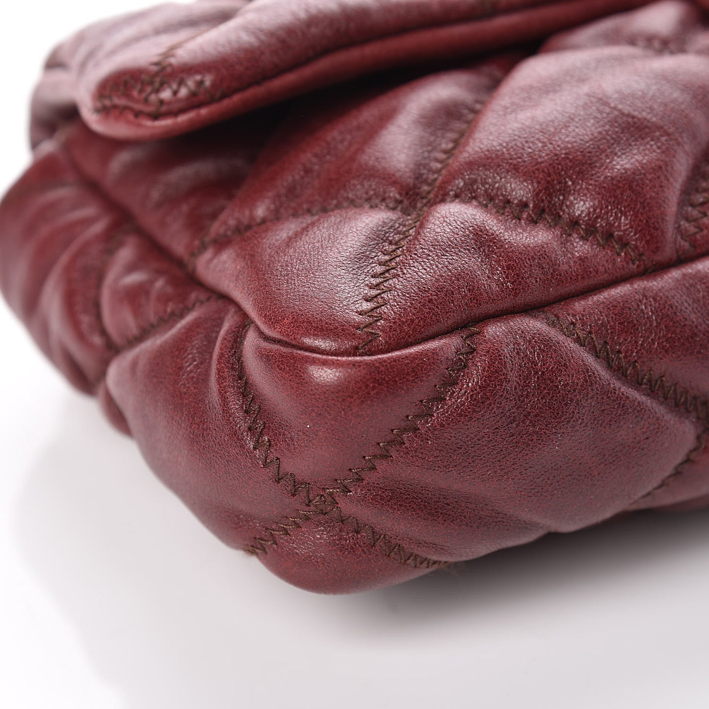 Calfskin Small Bubble Quilt Flap Burgundy