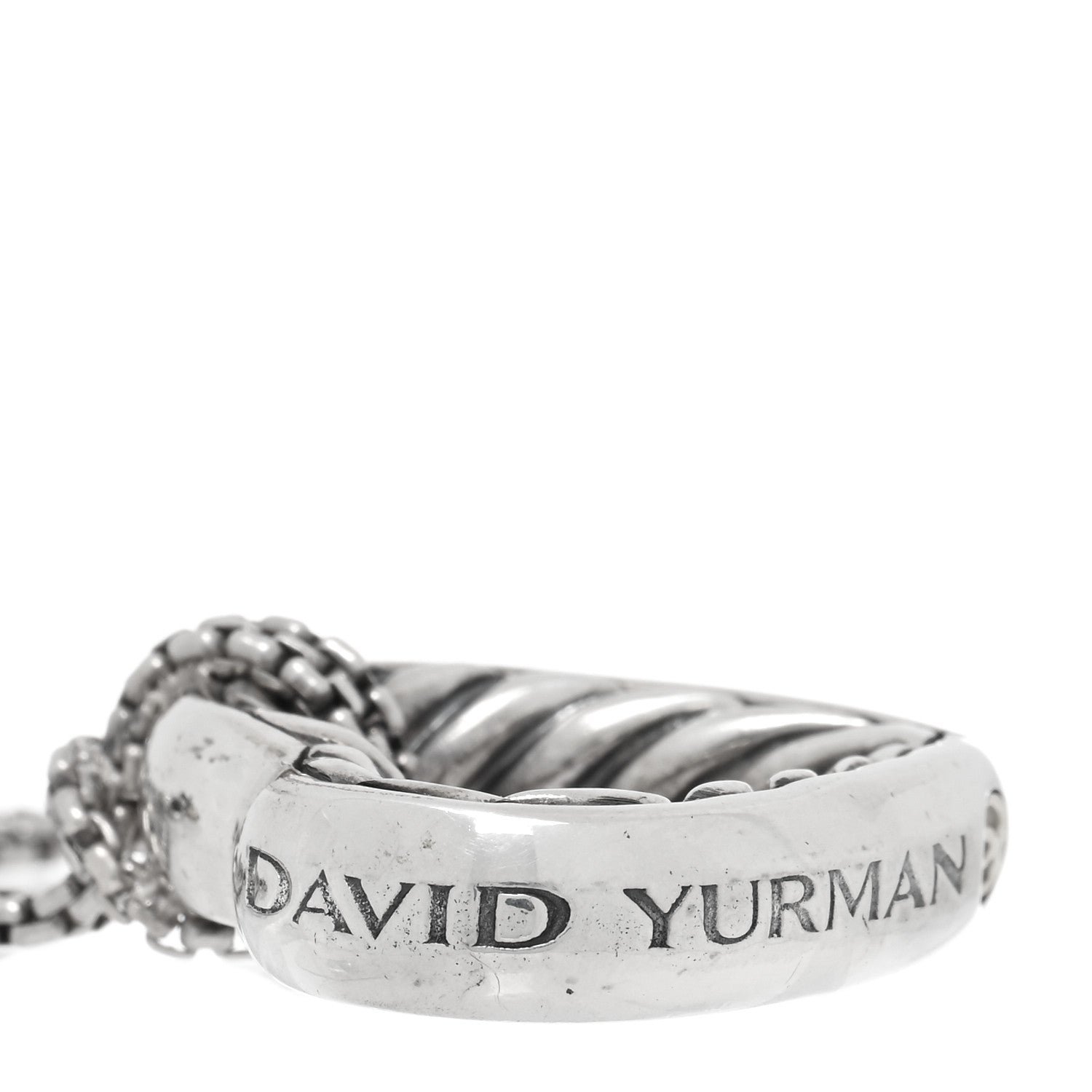 David Yurman Sterling Silver 18K Yellow Gold Large Open Heart Cable Necklace 4 of 4