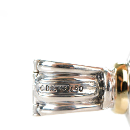 David Yurman Sterling Silver 18K Yellow Gold Pave Diamond 24mm Albion Enhancer Pendant 3 of 4