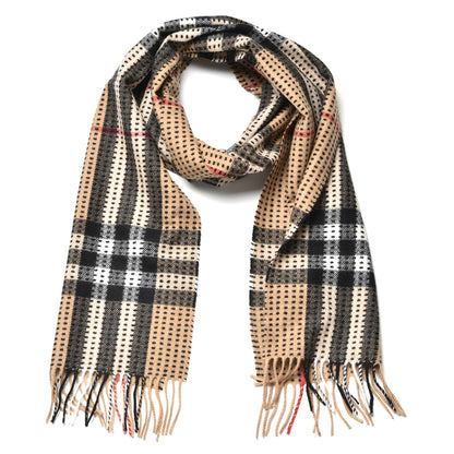 Burberry Cashmere Military Stitch Giant Check Scarf Camel 3 of 6