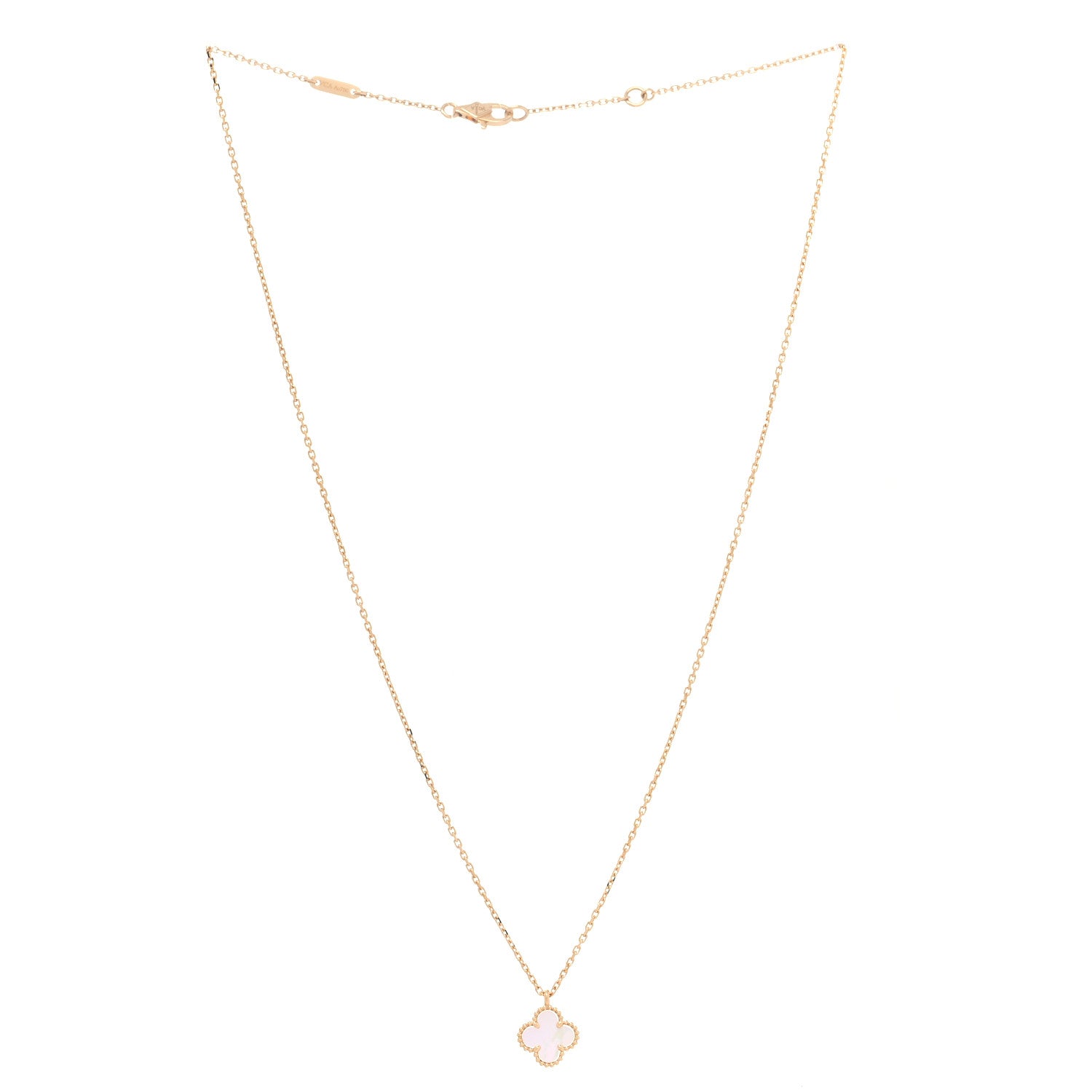 Van Cleef & Arpels 18K Yellow Gold Mother of Pearl Sweet Alhambra Pendant Necklace 2 of 6