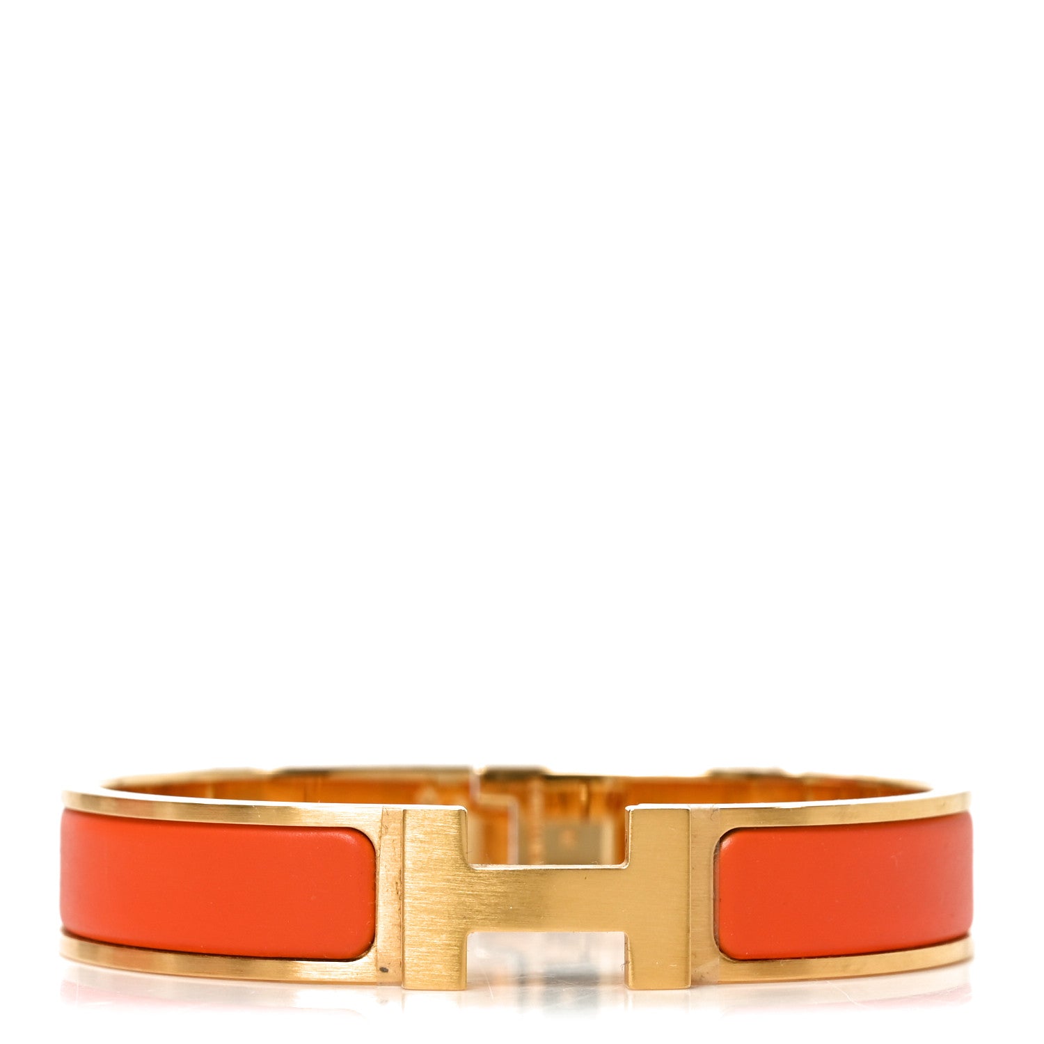 Hermes Matte Enamel Narrow Clic Clac HH Bracelet T4 Orange 1 of 5