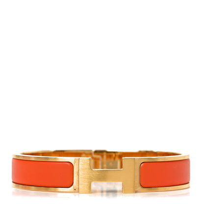 Hermes Matte Enamel Narrow Clic Clac HH Bracelet T4 Orange 1 of 5