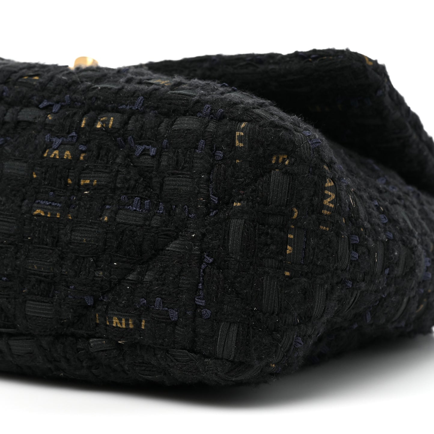 Tweed Quilted Large Chanel 19 Flap Black Navy Gold
