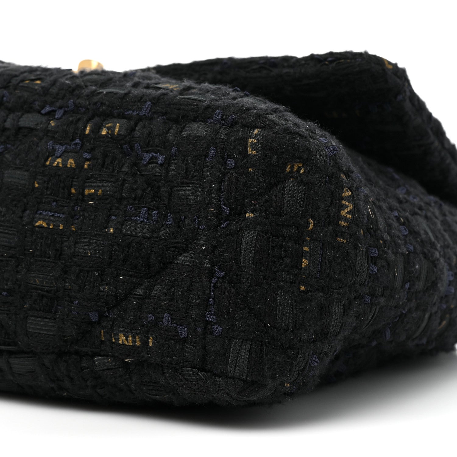 Chanel Tweed Quilted Large Chanel 19 Flap Black Navy Gold 8 of 8