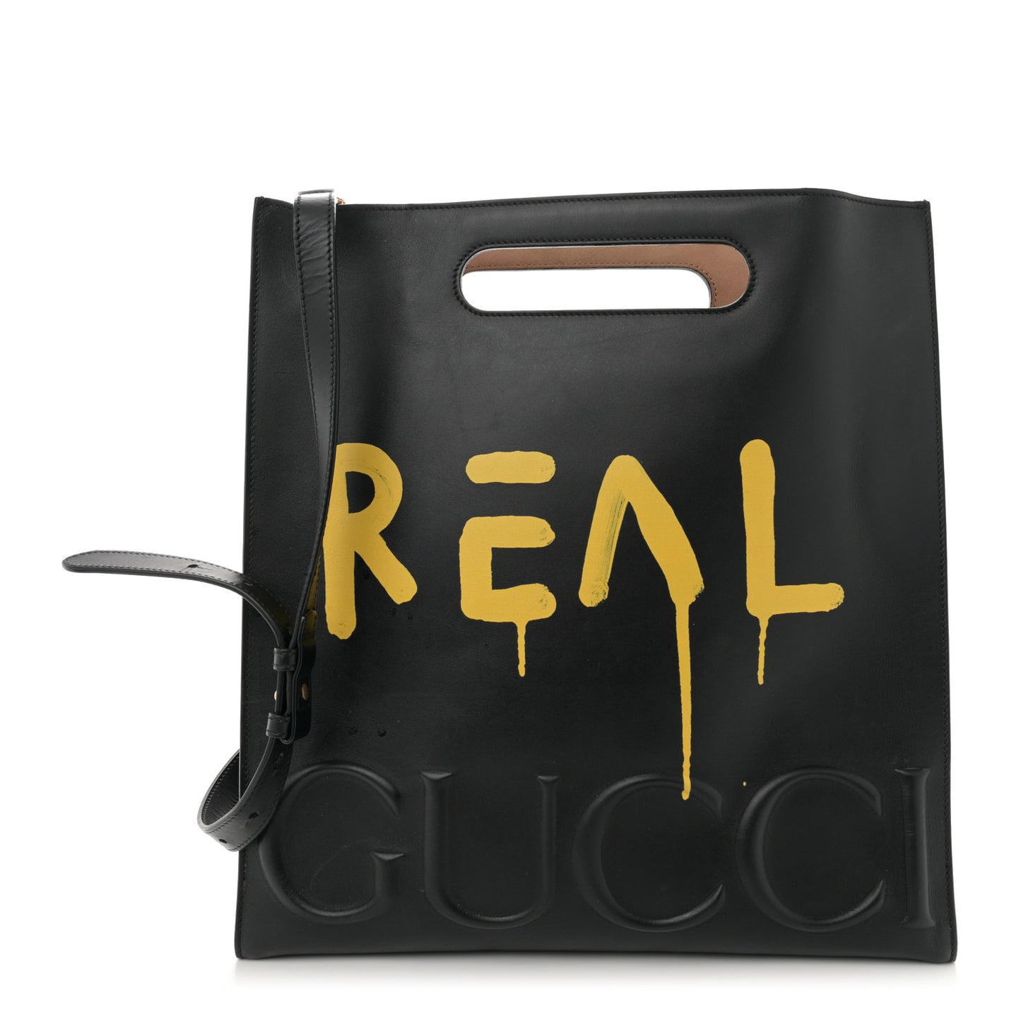 Calfskin GucciGhost Real Medium XL Tote Black Yellow