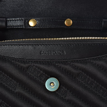 Balenciaga Satin Jacquard Logo Matelasse BB Wallet On Chain Black 6 of 9