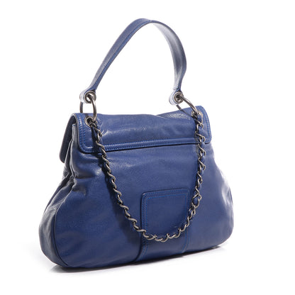 Chanel Glazed Caviar Flap Hobo Dark Blue 3 of 7