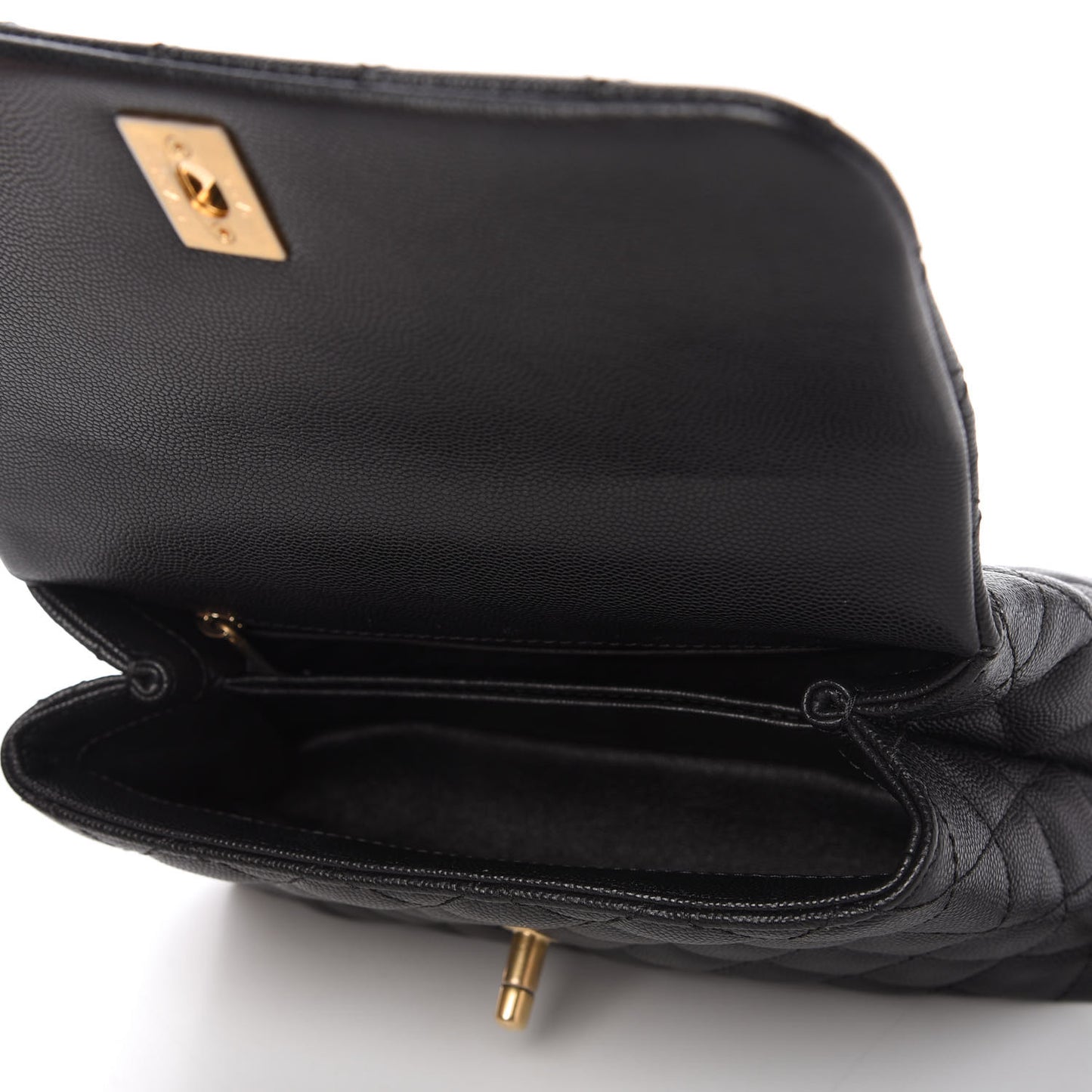 Caviar Lizard Quilted Mini Coco Handle Flap Black