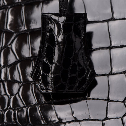 Hermes Shiny Porosus Crocodile Birkin 35 Black 31 of 34