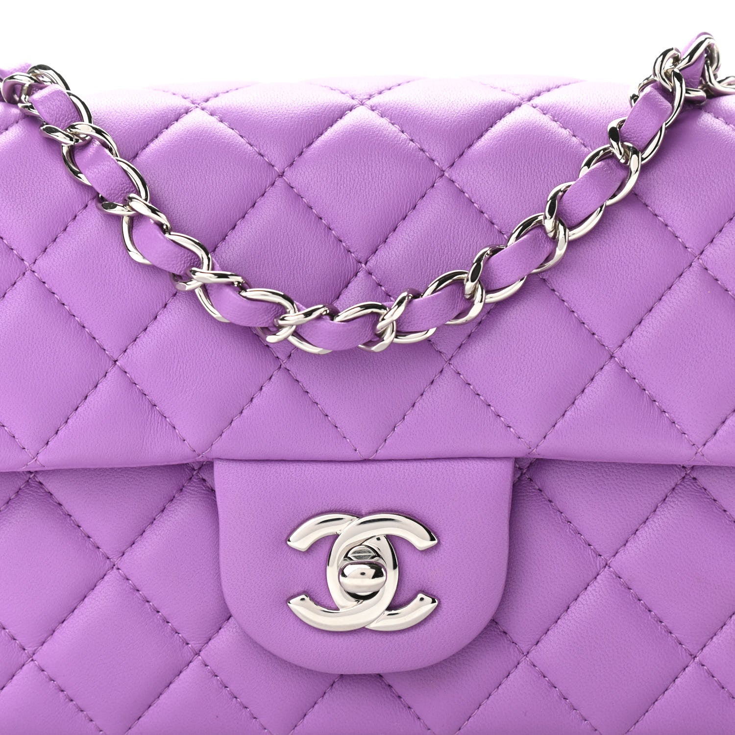 Chanel Lambskin Quilted Mini Rectangular Flap Purple 8 of 11