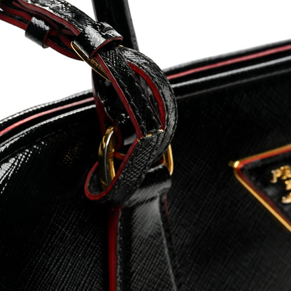 Prada Saffiano Vernice Small Promenade Tote Black Rosso 13 of 13