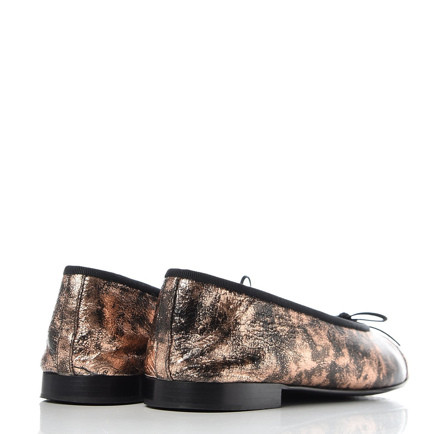 Laminated Suede Goatskin Cap Toe CC Ballerina Flats 40.5 Bronze