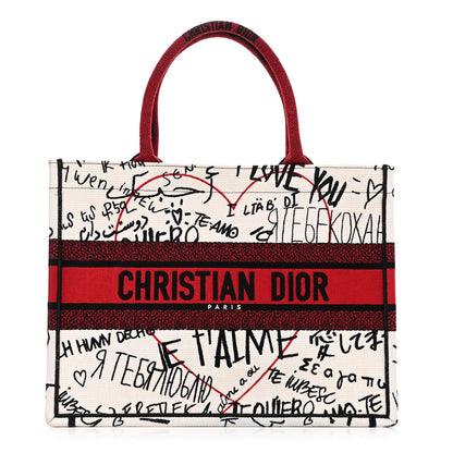 Christian Dior Canvas Embroidered Medium Dioramour Graffiti Book Tote Latte Multicolor 1 of 16