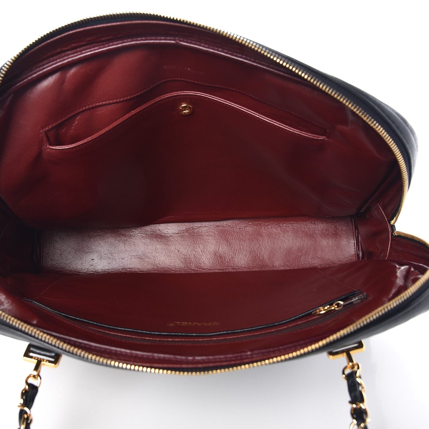 Lambskin Quilted Large Camera Case Navy Blue