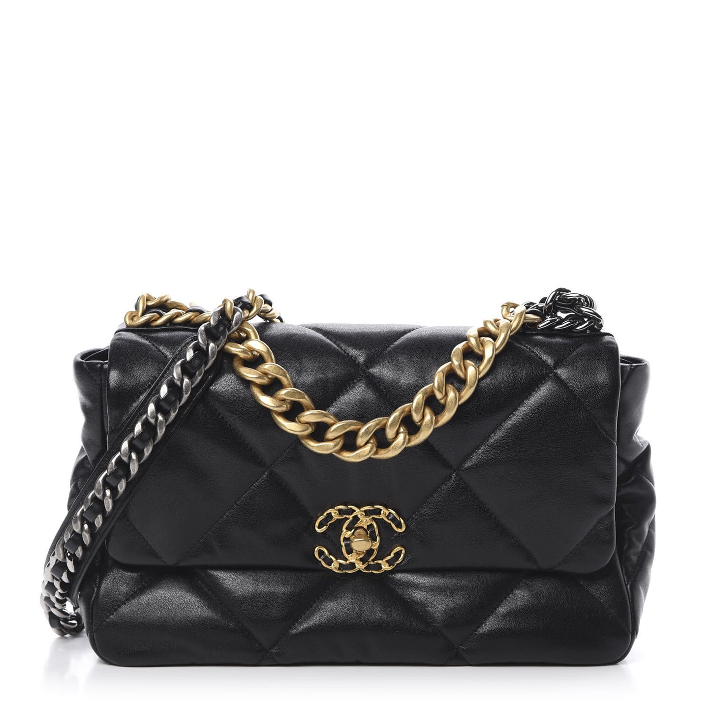 Goatskin Quilted Large 19 Flap Black