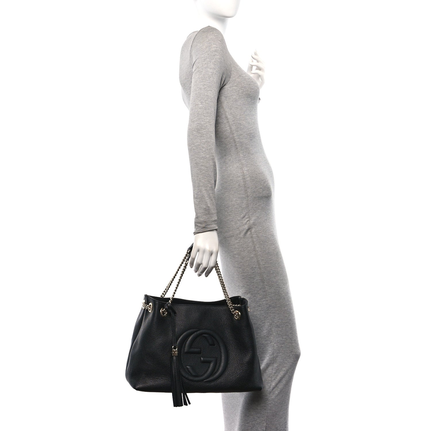 Gucci Pebbled Calfskin Medium Soho Chain Shoulder Bag Black 2 of 11