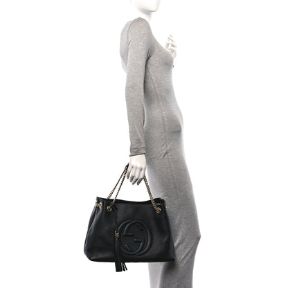 Gucci Pebbled Calfskin Medium Soho Chain Shoulder Bag Black 2 of 11