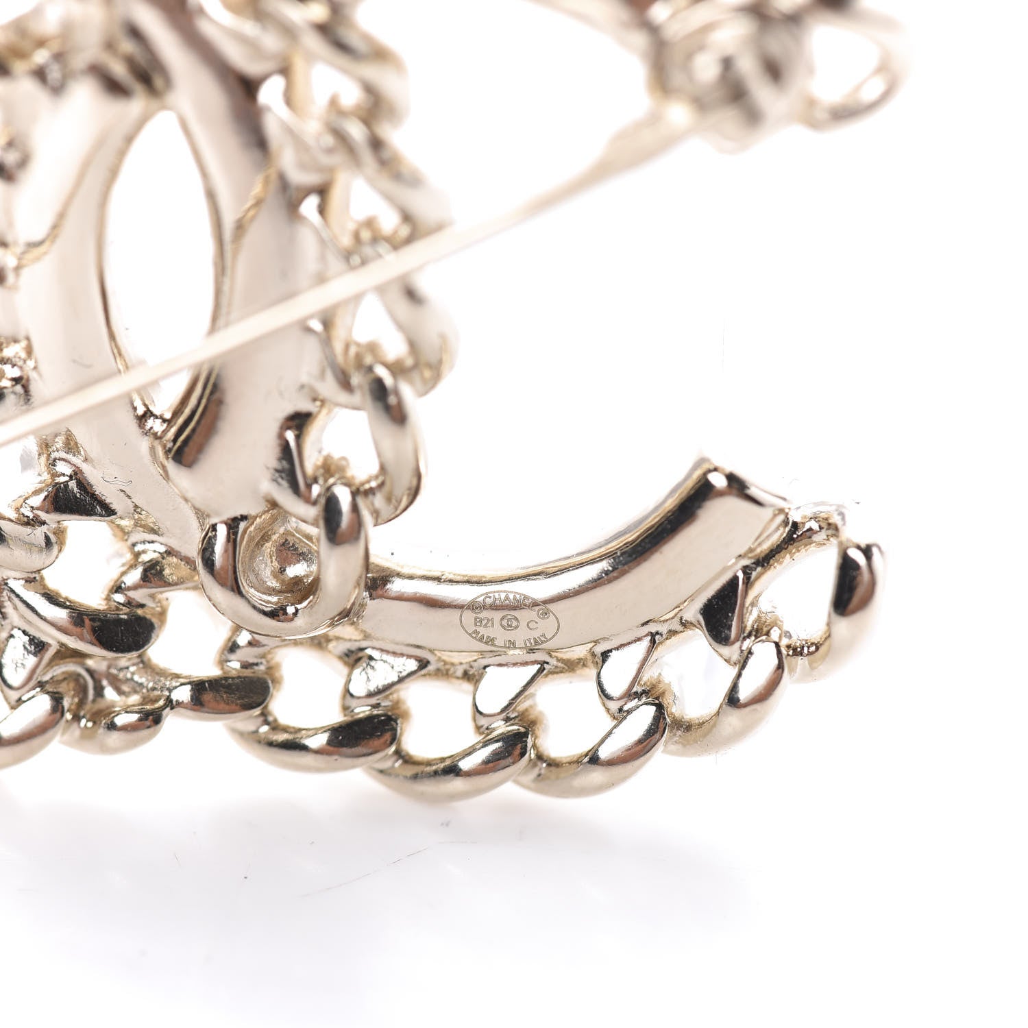 Chanel Crystal Chain CC Brooch Gold 4 of 4
