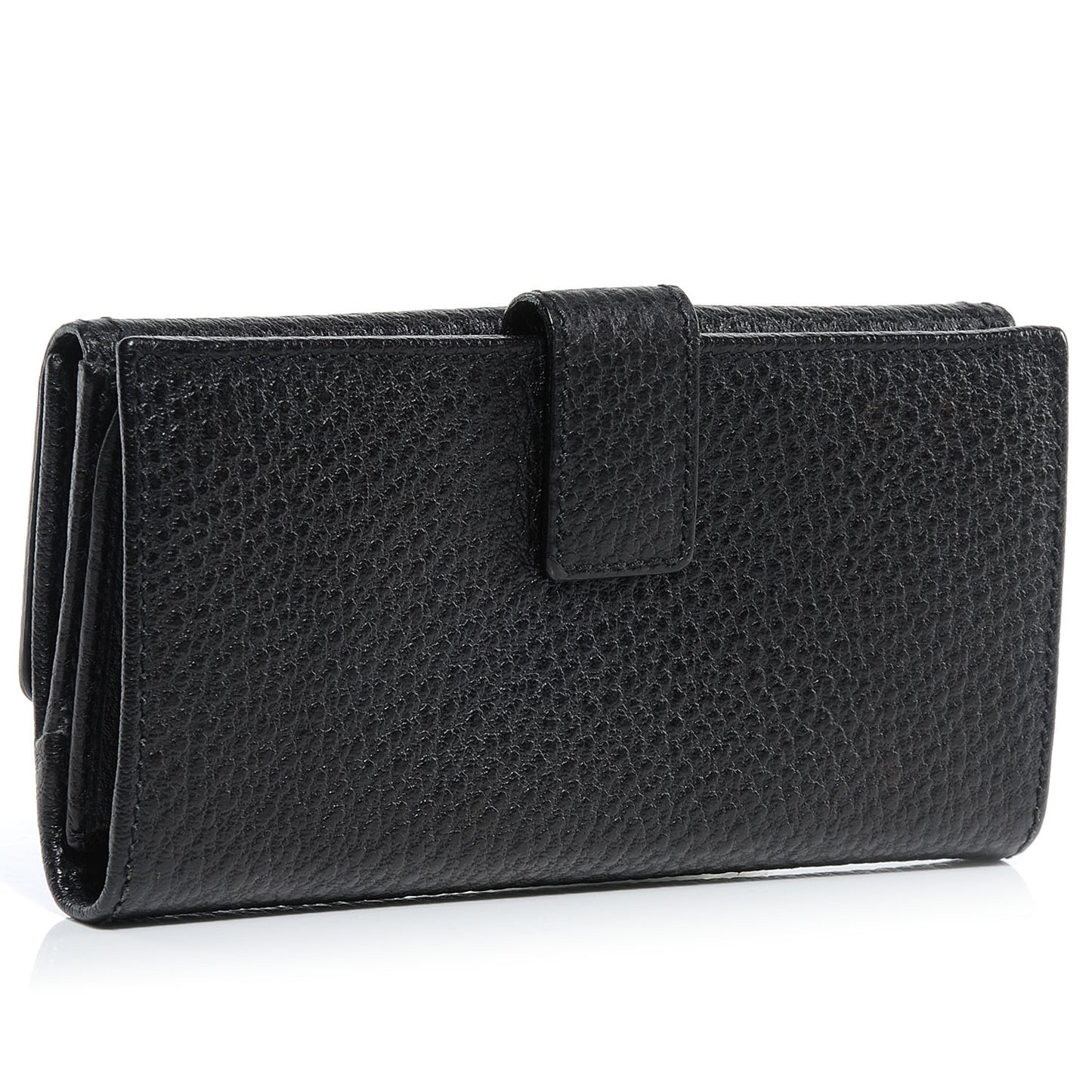Leather GG Bamboo Long Wallet Black