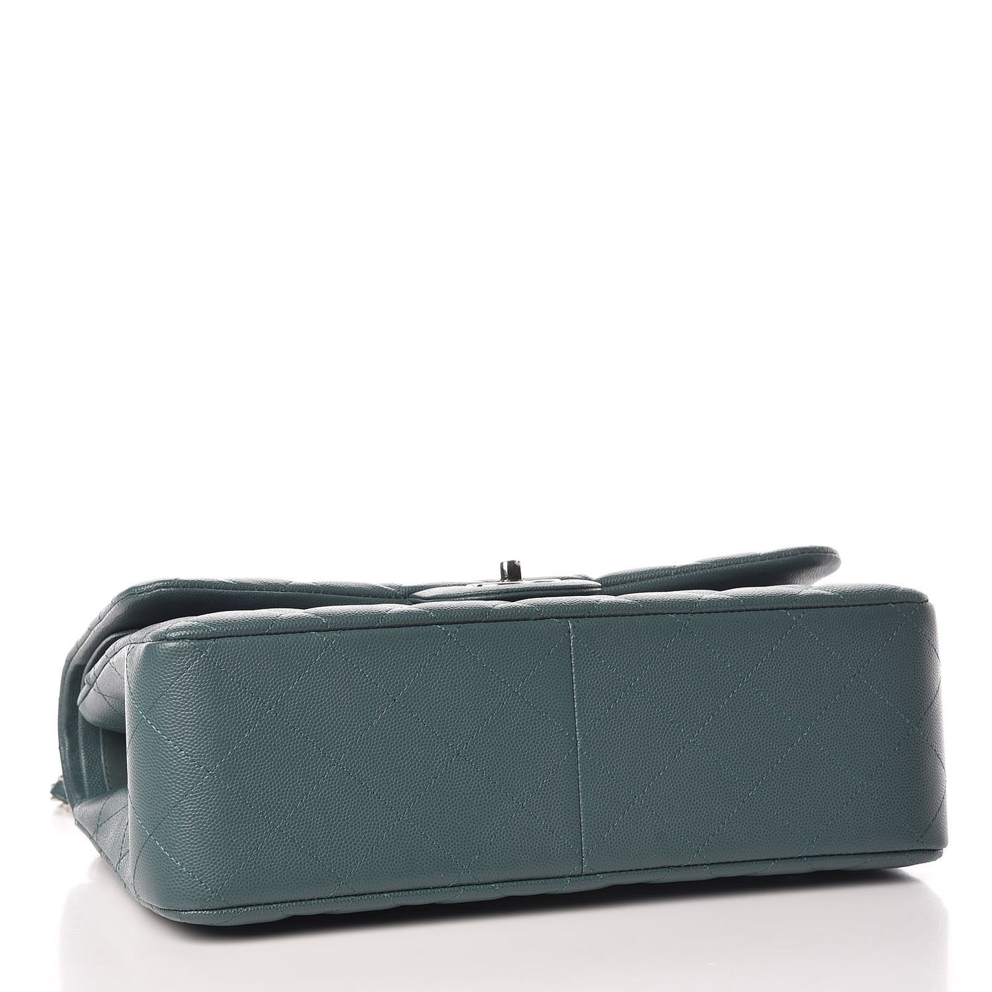 Caviar Quilted Jumbo Double Flap Dark Green