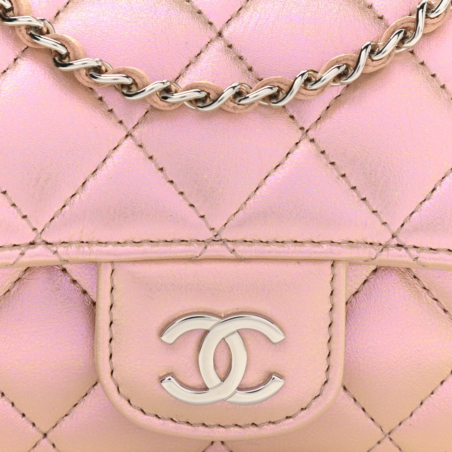 Chanel Iridescent Calfskin Quilted Glasses Case With Chain Pink 11 of 11