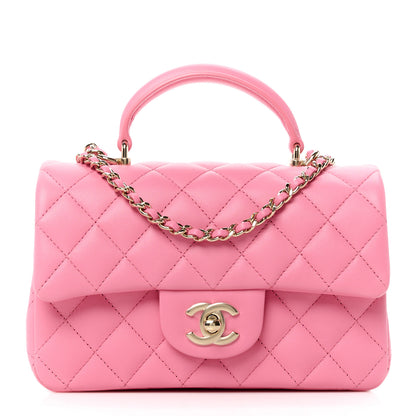 Chanel Lambskin Quilted Mini Top Handle Rectangular Flap Pink 1 of 11