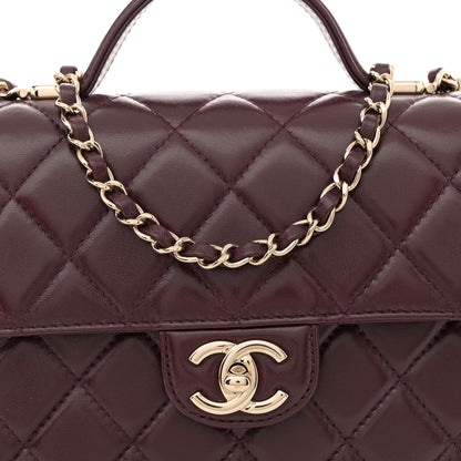 Chanel Lambskin CC Flap Top Handle Bag Burgundy 8 of 10