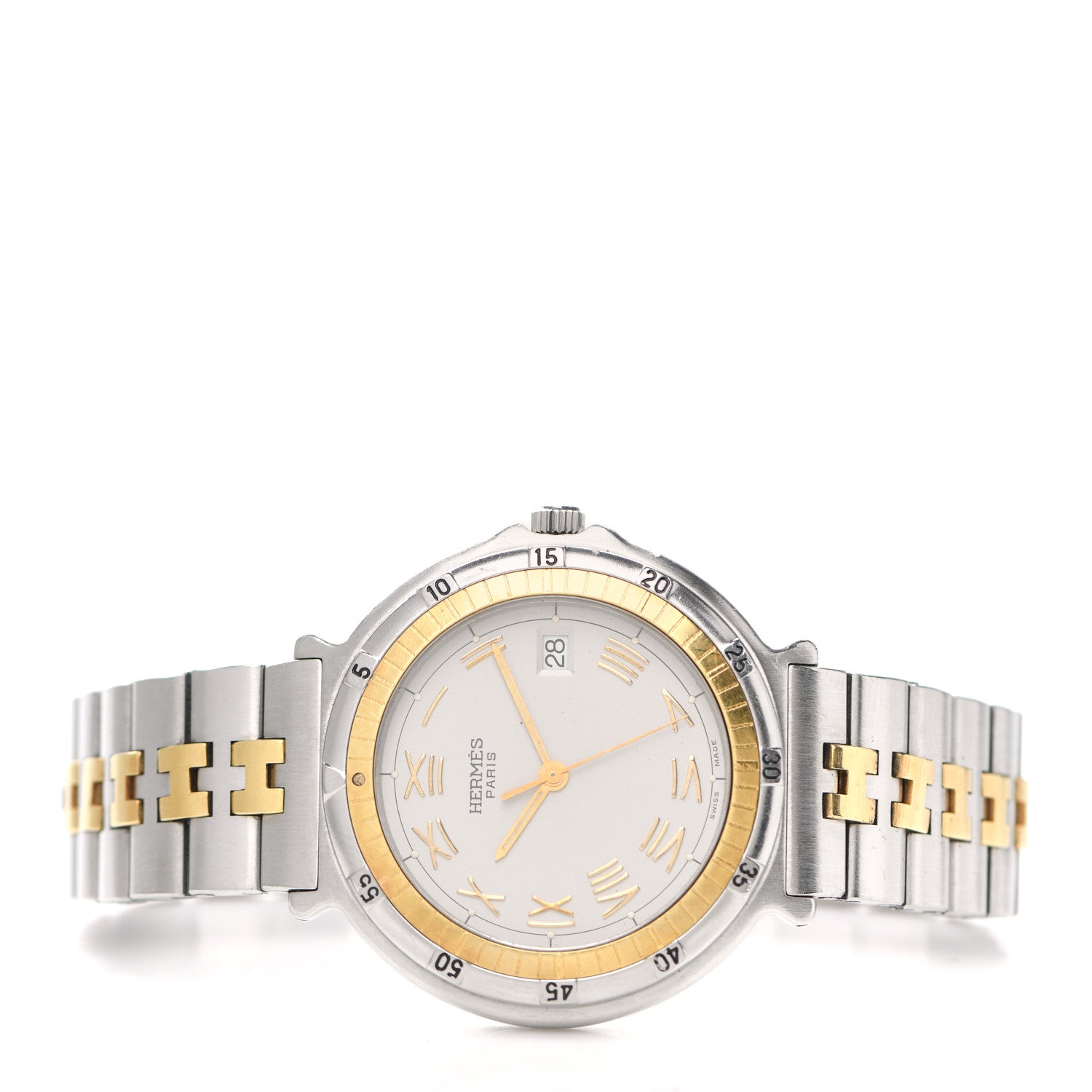 Hermes Stainless Steel 37mm Clipper Quartz Watch Gold 2 of 5