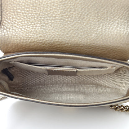 Gucci Metallic Pebbled Calfskin Small Soho Flap Crossbody Golden Beige 5 of 11