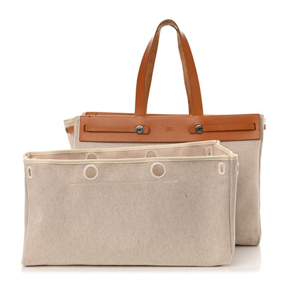 Hermes Toile Vache Hunter Herbag Cabas MM Natural 1 of 17