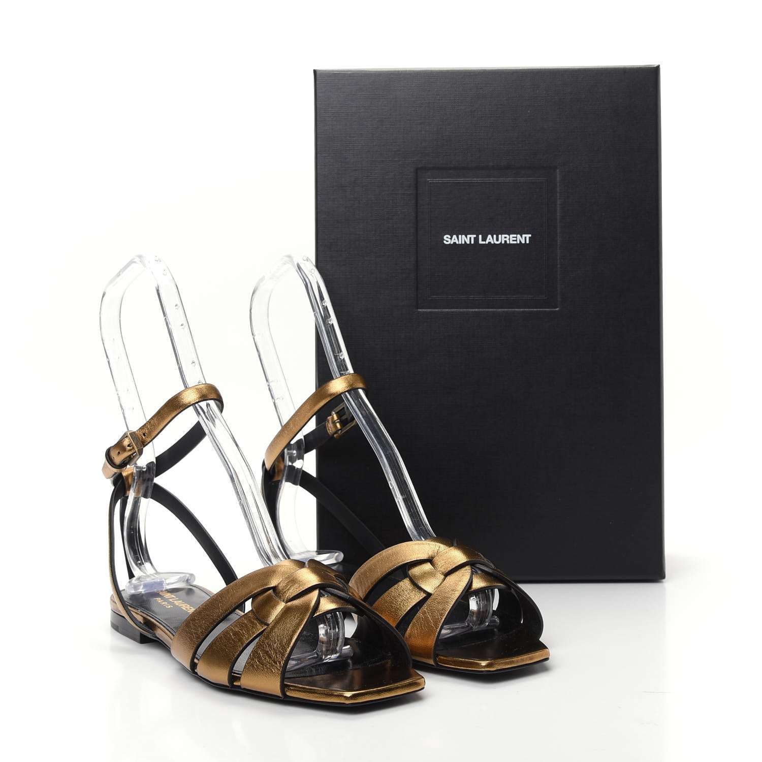 Saint Laurent Calfskin Tribute 05 Ankle Strap Sandals 36 Dark Gold 11 of 11