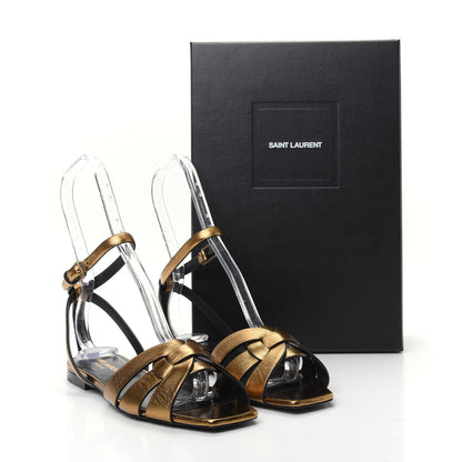 Saint Laurent Calfskin Tribute 05 Ankle Strap Sandals 36 Dark Gold 11 of 11